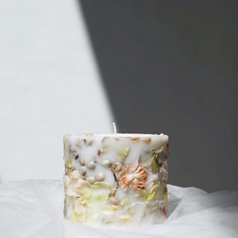 Floral pillar candle